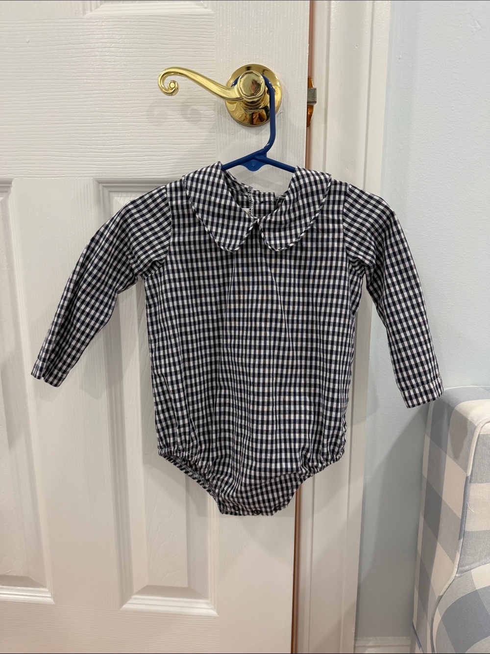 The Beaufort Bonnet Company Black & White Gingham Long-Sleeve One-Piece